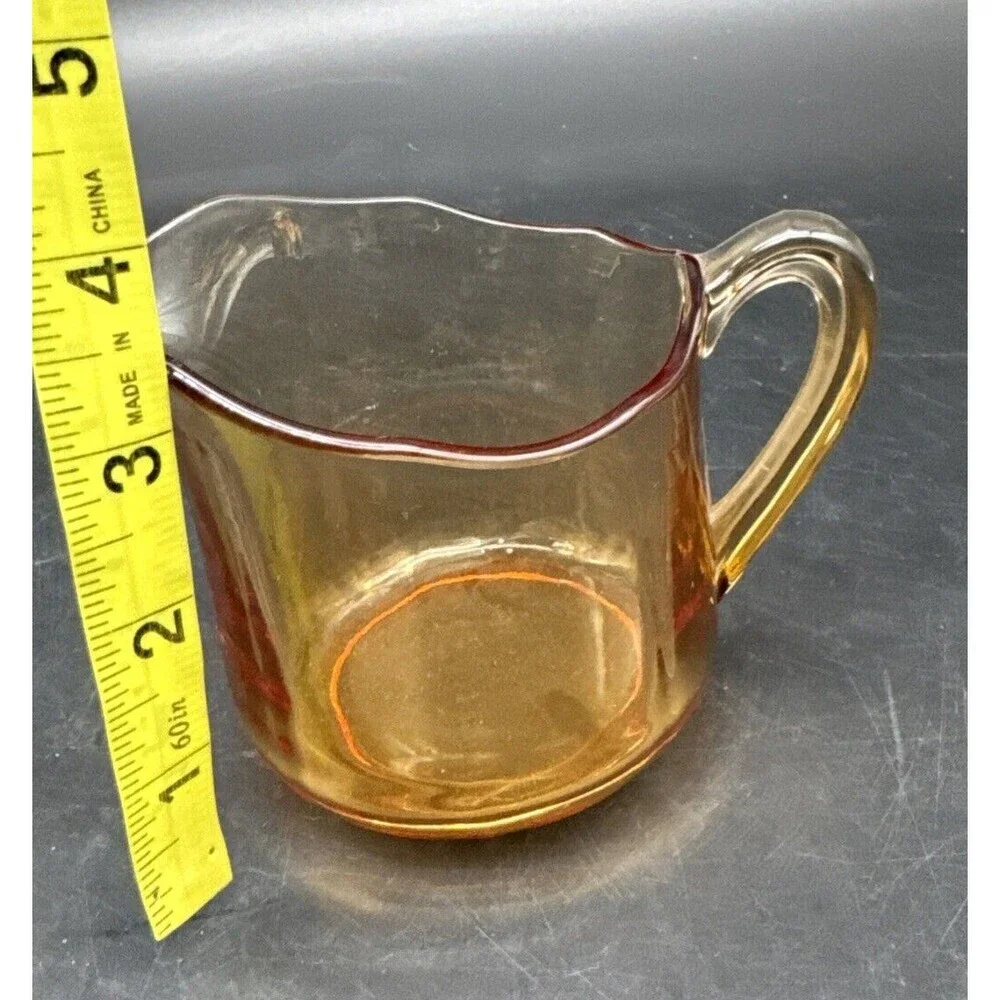 VTG Cambridge AMBER‎ Glass Creamer & Open Sugar Set